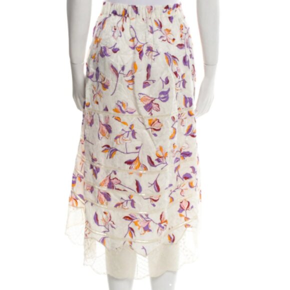 Zadig & Voltaire Floral Print Midi Length Skirt Size 2 - Picture 3 of 3